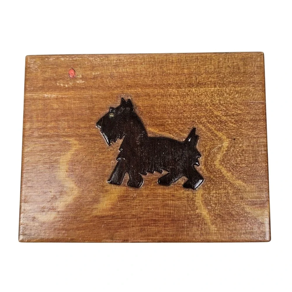Wooden Trinket Box Keepsake Jewelry Storage‎ Decorative Scottish Terrier Dog